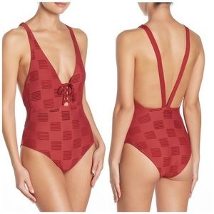 NWT Onia Iona Block Mesh Ruby One Piece Swimsuit SIZE SMALL